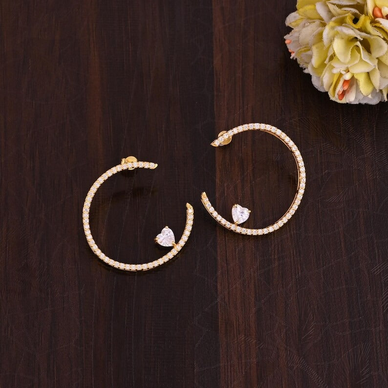 925 Sterling Silver White Cz Hoop Earrings