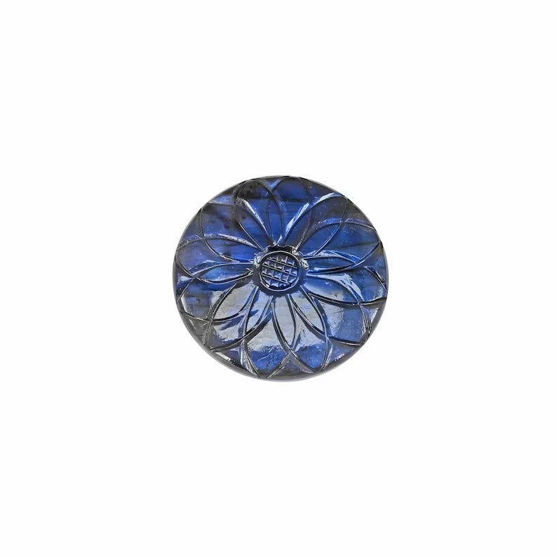 Labradorite Flower Carving Round Gemstone