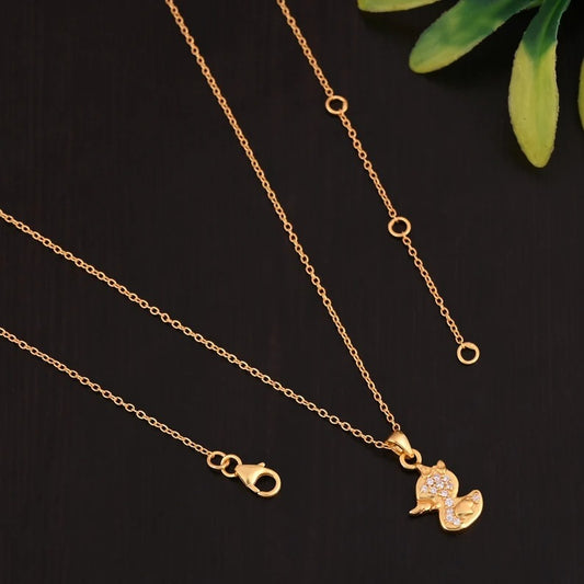 92.5 Sterling Silver Duck Gold Plated Necklace