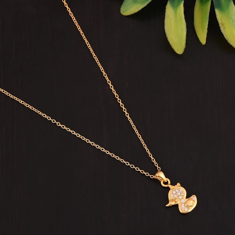 92.5 Sterling Silver Duck Gold Plated Necklace