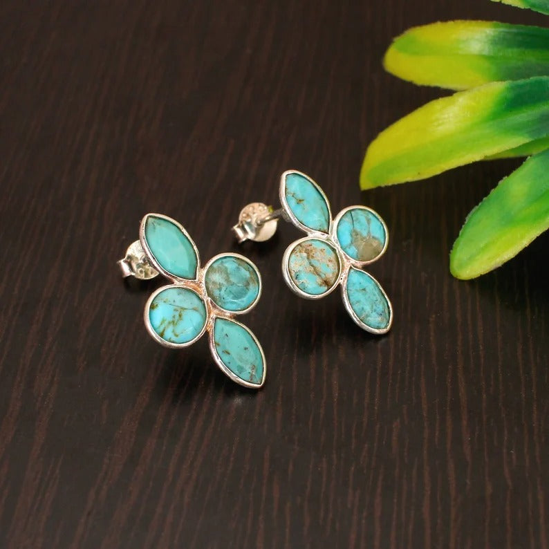 Natural USA Turquoise Gemstone 92.5 Sterling Silver Earring