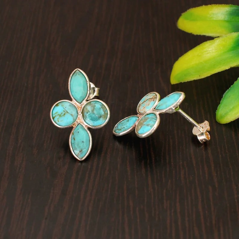 Natural USA Turquoise Gemstone 92.5 Sterling Silver Earring