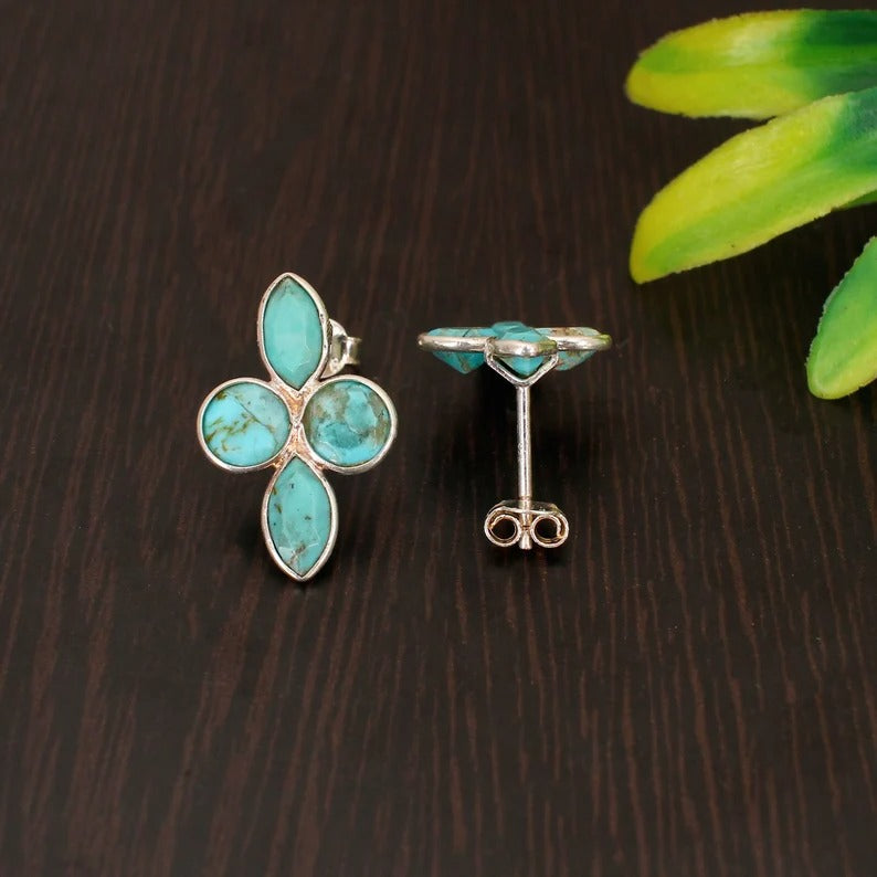 Natural USA Turquoise Gemstone 92.5 Sterling Silver Earring