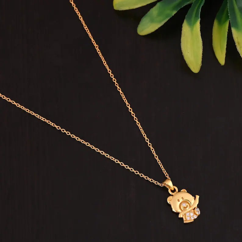 925 Sterling Silver Teddy Bear Necklace