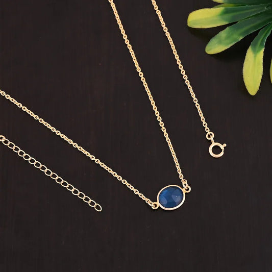 925 Sterling Silver Blue Hydro Gemstone Necklace