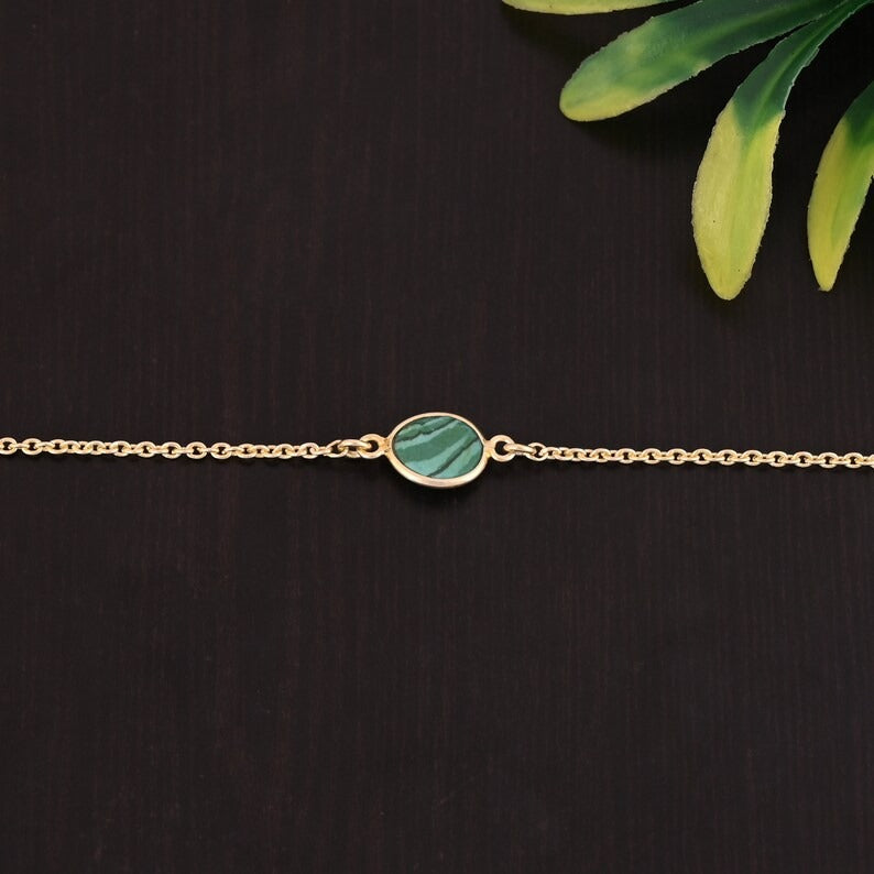 Green Malachite Gemstone 925 Sterling Silver Necklace