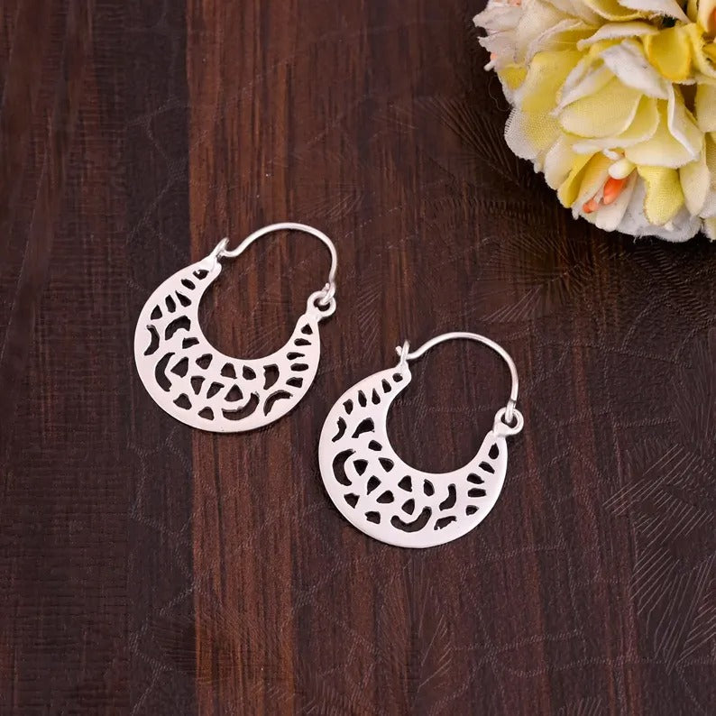 Silver Plated Half Hoop Earrings