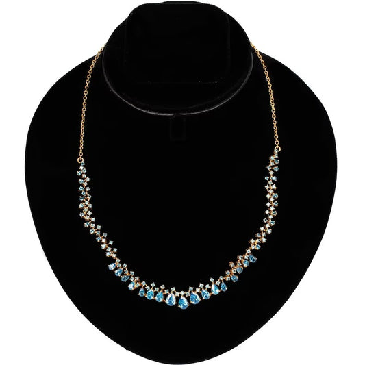 Natural Blue Topaz Designer Necklace