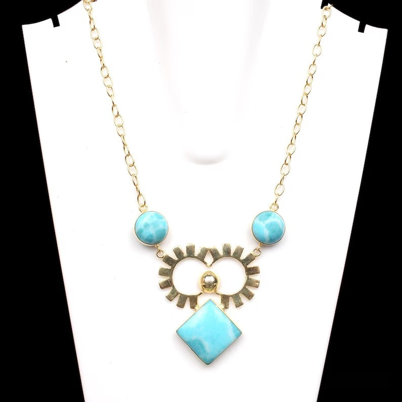 Handcrafted Larimar Designer Necklace