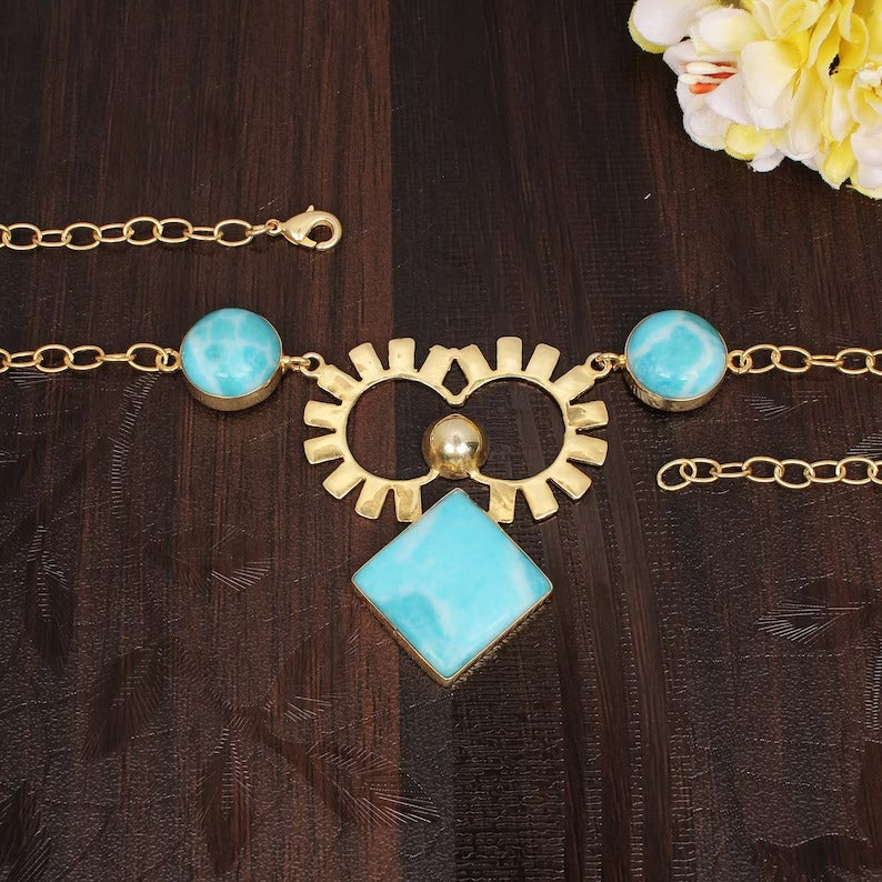 Handcrafted Larimar Designer Necklace