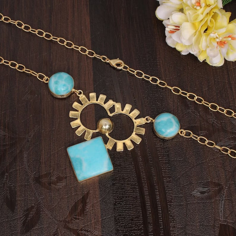 Handcrafted Larimar Designer Necklace