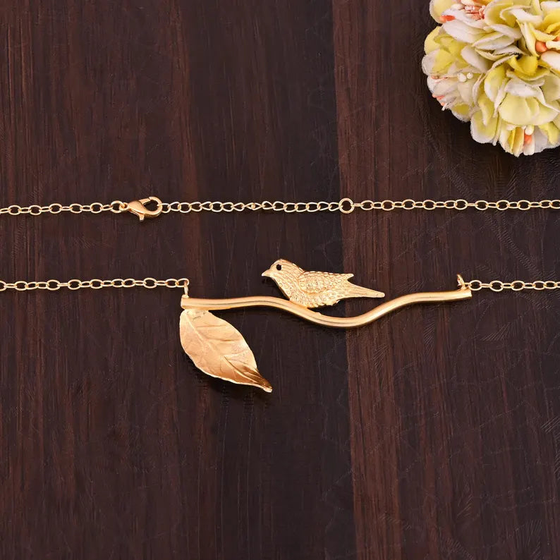 Sparrow Necklace, Beautiful Bird Necklace, Bird Branch Necklace, Statement Jewelry, Cute Gift For Daughter