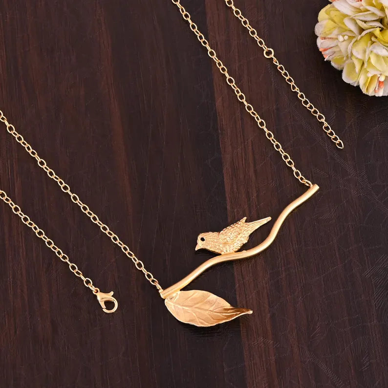 Sparrow Necklace, Beautiful Bird Necklace, Bird Branch Necklace, Statement Jewelry, Cute Gift For Daughter