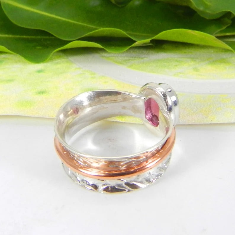 Pink Tourmaline Gemstone 925 Sterling Silver Ring