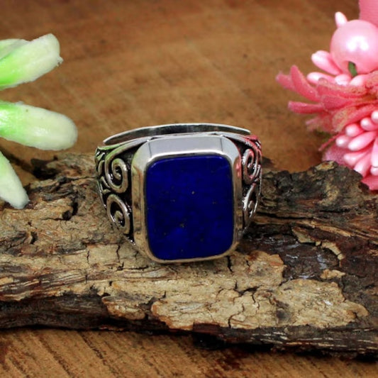 Lapis Lazuli Gemstone 92.5 Sterling Silver Ring