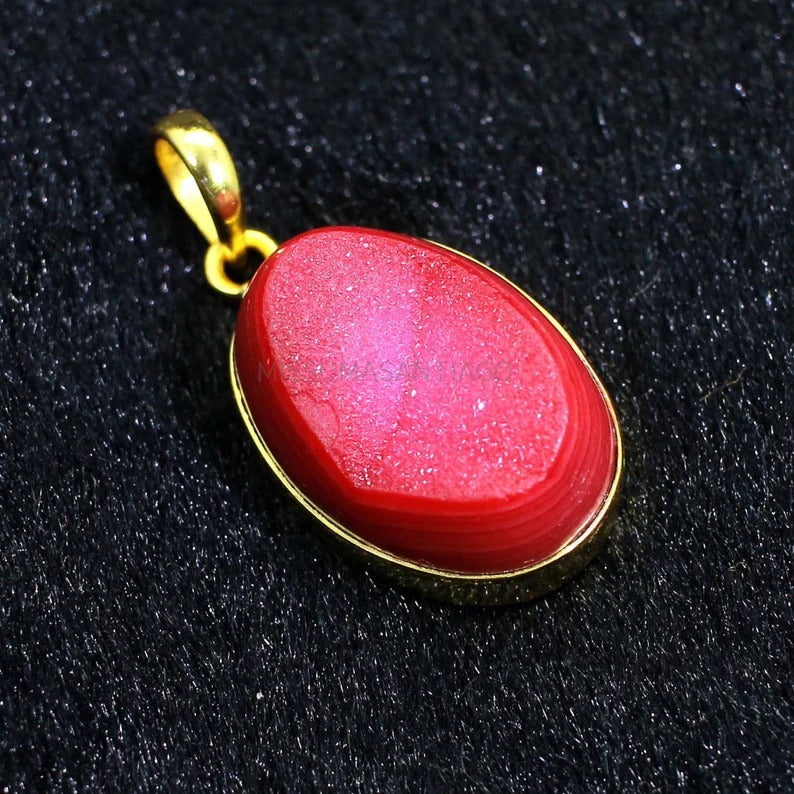 Red Druzy Gemstone Pendant