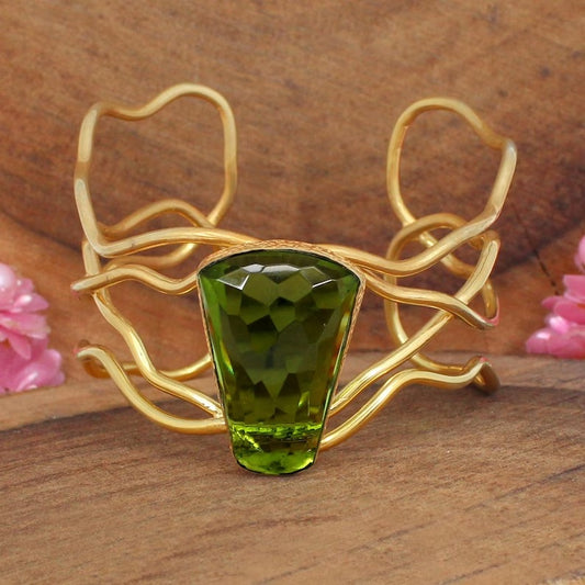 Green Peridot Faceted Gemstone Bangle