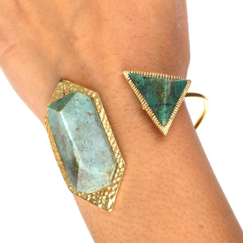 African Turquoise Gemstone Cuff Bangle