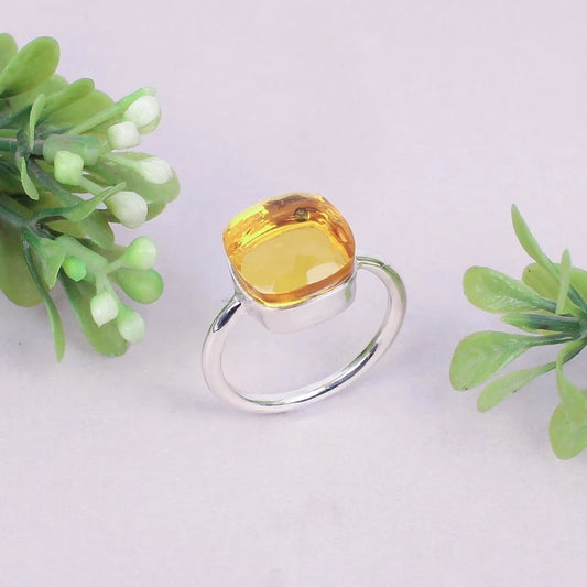 Citrine Gemstone 92.5 Sterling Silver Ring