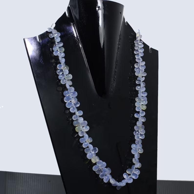 925 Sterling Silver Natural Chalcedony Beaded Necklace