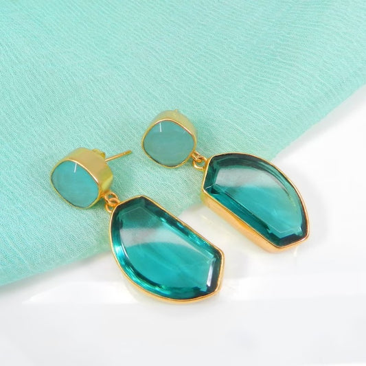 Aqua Green Chalcedony Earrings