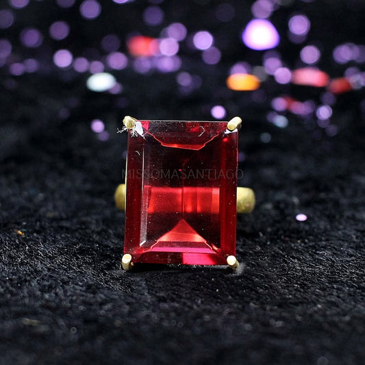 Hydro Pink Tourmaline Gold Plated Brass Ring