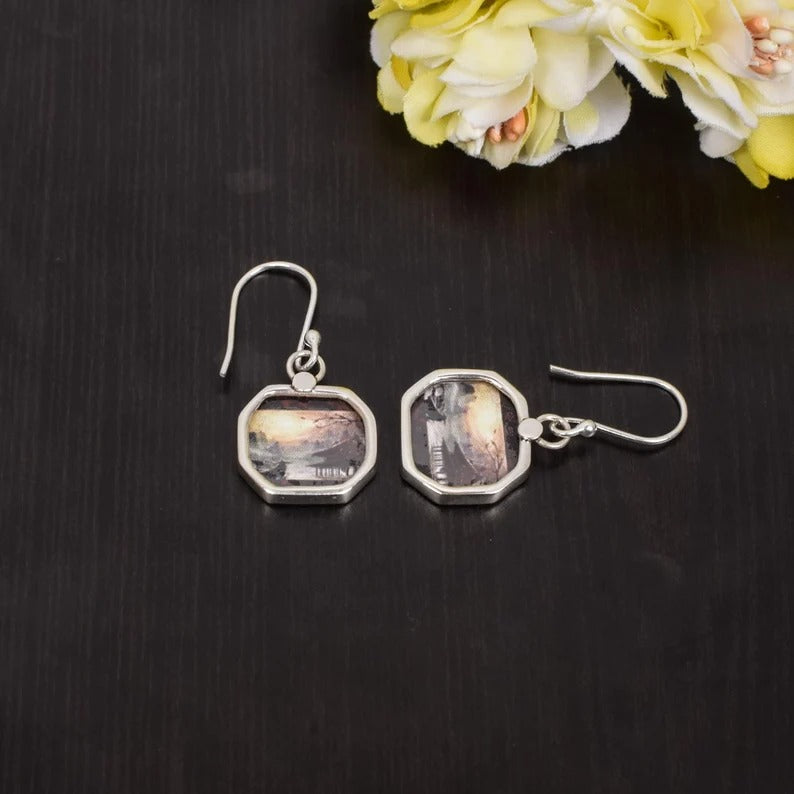 925 Sterling Silver Nature Scenery Painting Earrings