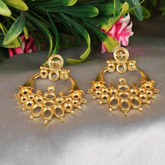 Gold Plated Collet Brass Earrings