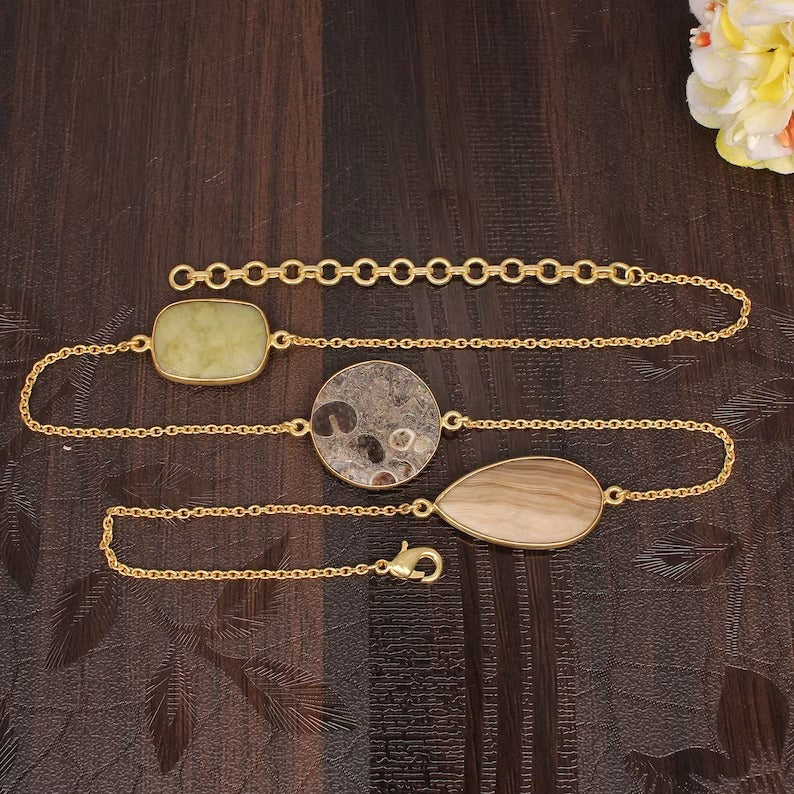 Gold Plated Serpentine Shining Brass Necklace