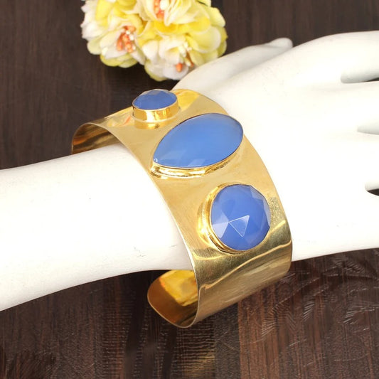 Genuine Chalcedony Wide Band Bangle...