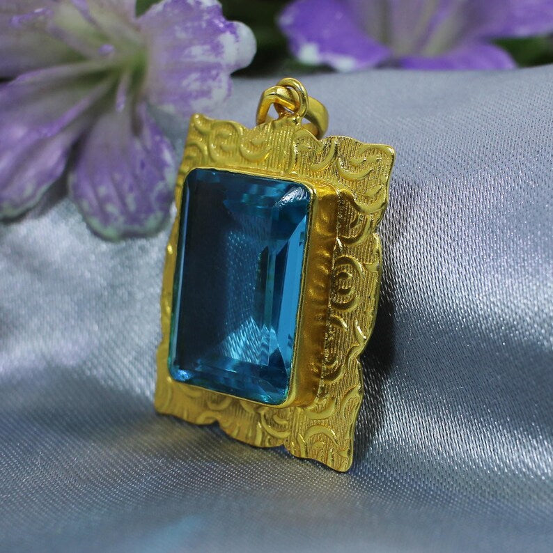 Blue Topaz Gemstone Pendant