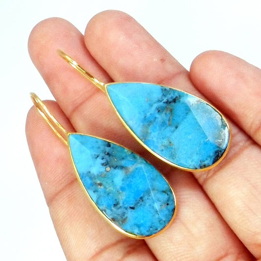 Nacozari Turquoise Gold Plated Brass Earrings