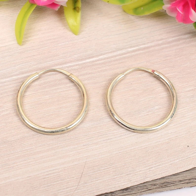 925 Sterling Silver Handmade Hoop Earrings