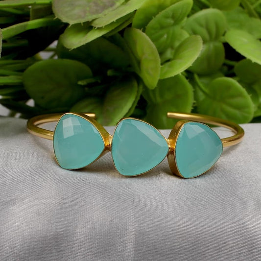 Natural Aqua Chalcedony Bangle