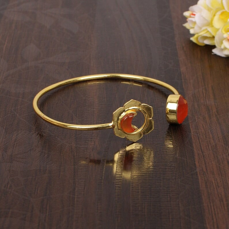 Carnelian Brass Bangle