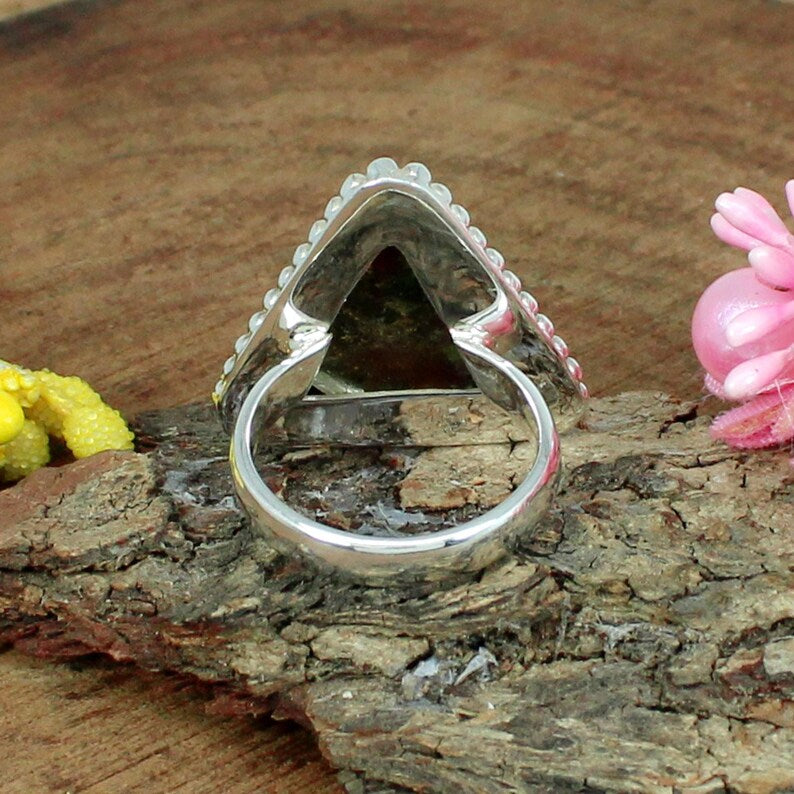 Triangle Mohave Eudialyte Turquoise Sterling Silver Ring