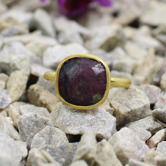 Eudialyte Gold Plated Handmade Gemstone Ring