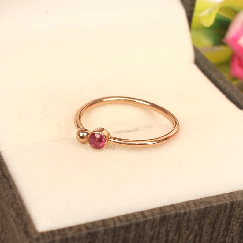 Pink Tourmaline Gemstone Sterling Silver Ring