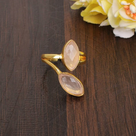 Gold Plated Rose Quartz  Ring