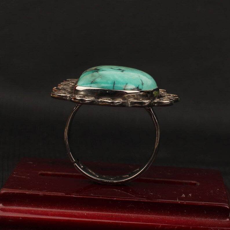 Turquoise Gemstone 92.5 Sterling Silver Ring