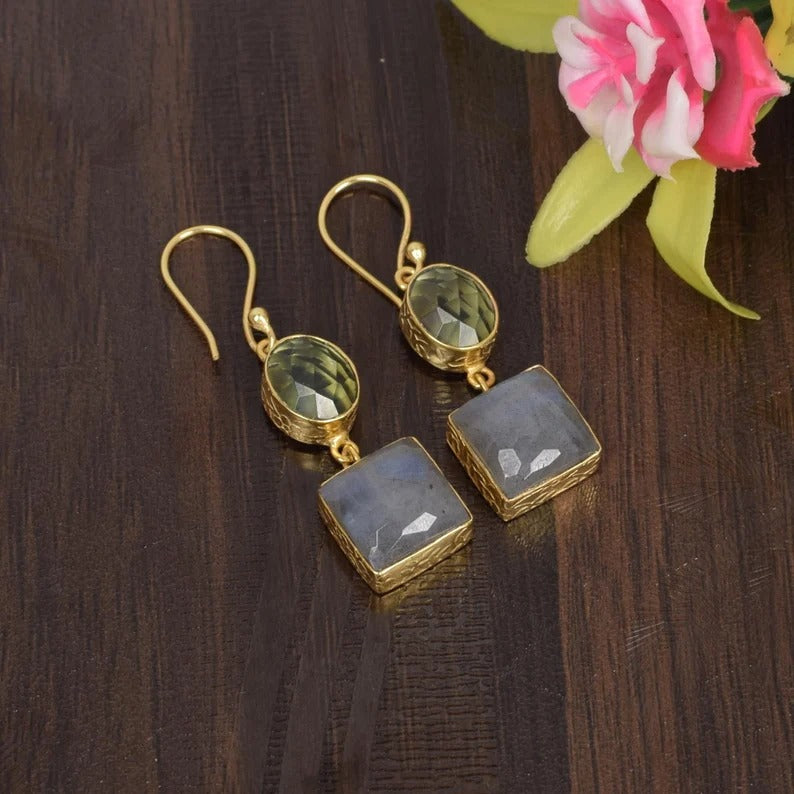 Natural Blue Labradorite Earrings