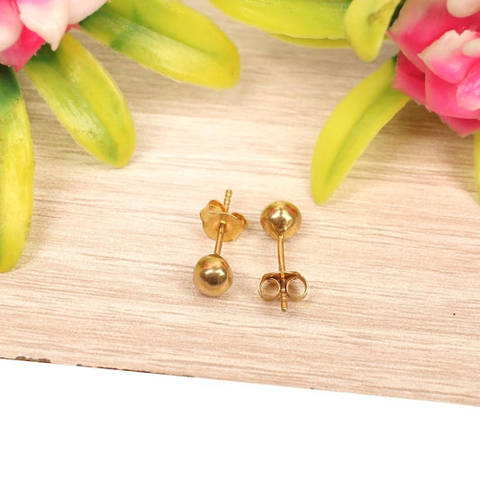 925 Sterling Silver Gold Plated Ball Earring