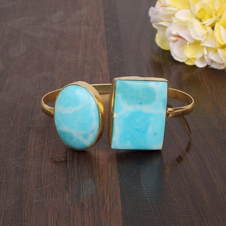 Vintage Natural Amazonite Two Stone Bracelet