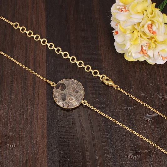 Gold Plated Serpentine Shining Brass Necklace