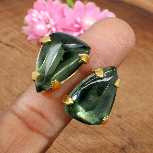 Green Amethyst Doublet Gemstone Ring