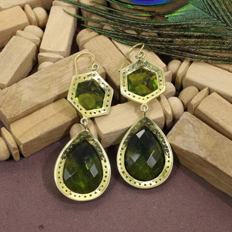 92.5 Sterling Silver Peridot Earrings