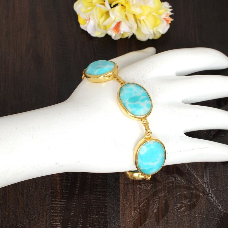 Genuine Larimar Bohemian Bracelet