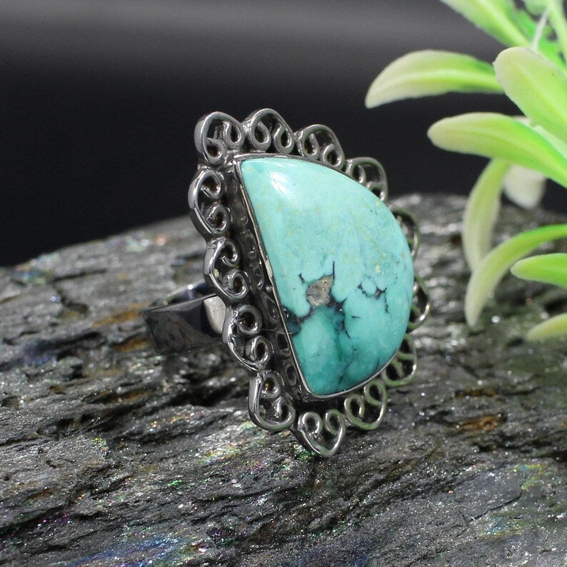 Turquoise Gemstone 92.5 Sterling Silver Ring