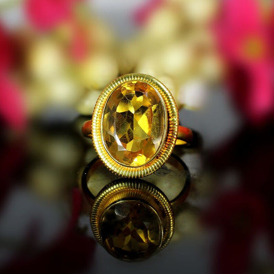 Citrine Gemstone Gold Plated Brass Ring