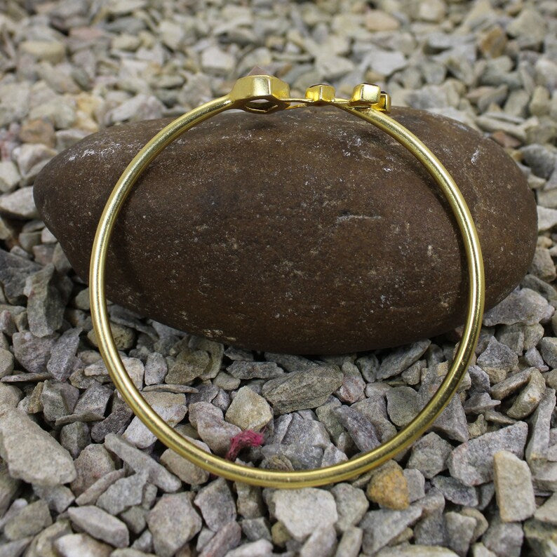 Rose Quartz & Garnet Hydro Gemstone Bangle